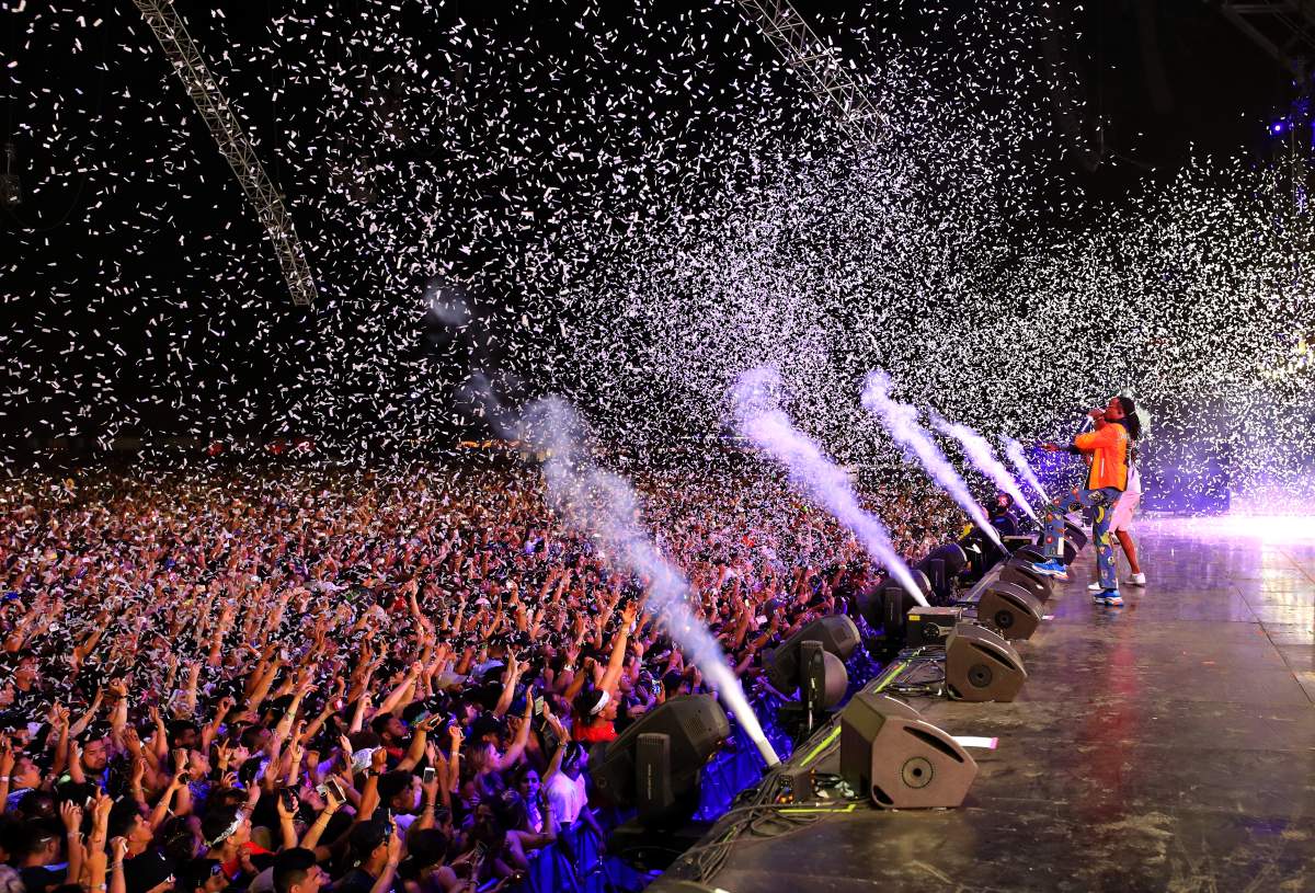 Migos perform onstage during the 2018 Coachella Valley Music And Arts Festival at the Empire Polo Field on April 22, 2018 in Indio, Calif.