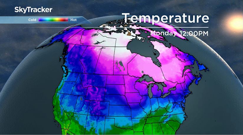 Temperatures across North America.