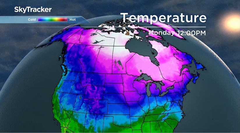 Temperatures across North America.