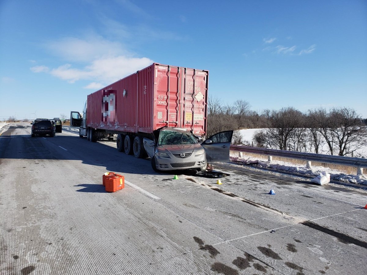 Police say the eastbound lanes of the 401 will remain closed between Essex County Road 42 and Queens Line until they can complete their investigation. .