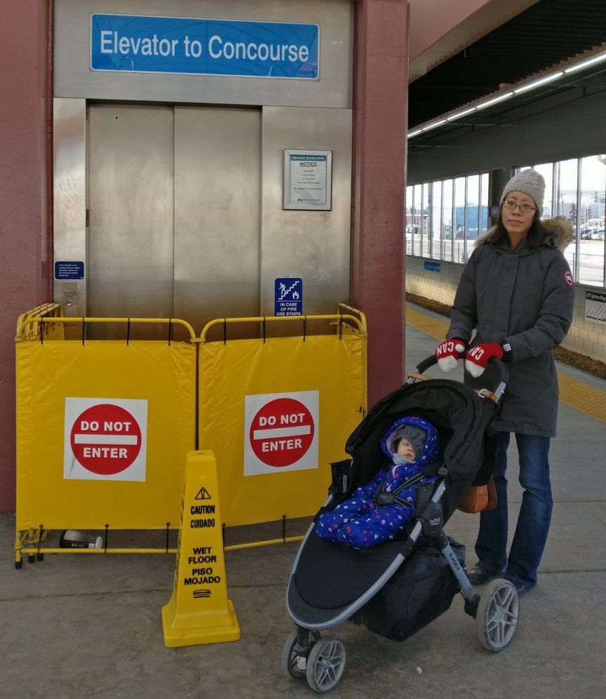 Closed LRT station elevator frustrates Edmonton parents with stroller