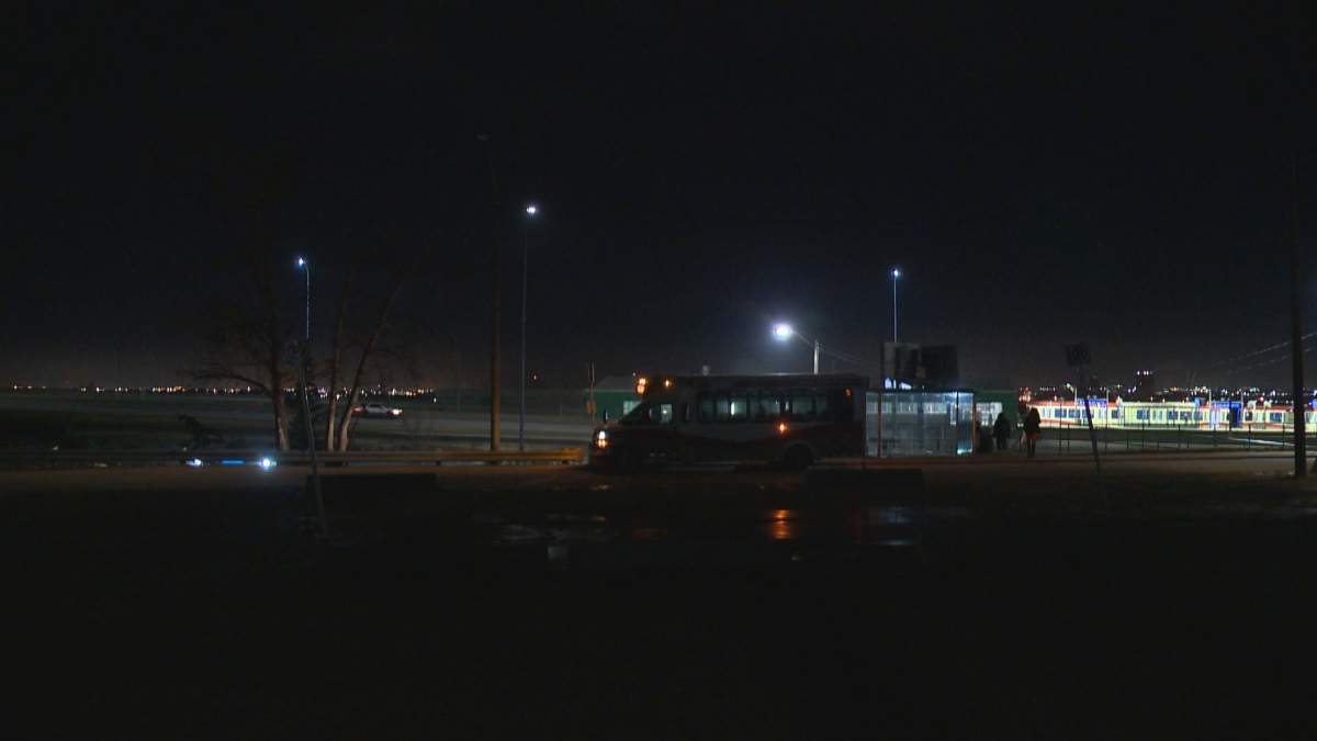 The Barlow Park & Ride at night.