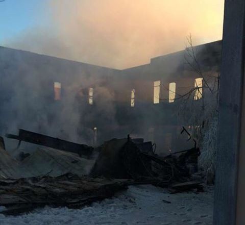 The Daysland Hotel and Liquor Store, as well as the attached Doghouse Tavern, burned to the ground early Tuesday morning in Daysland, Alta., on Jan. 8, 2019.