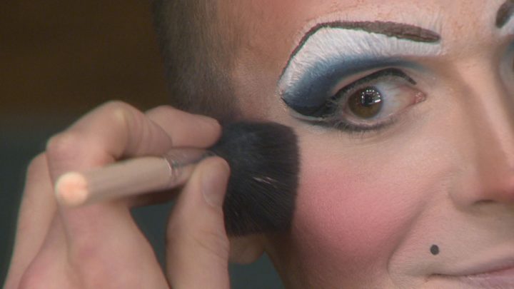 Justin Miller gets into character as Pearle Harbour for the High Performance Rodeo in Calgary.