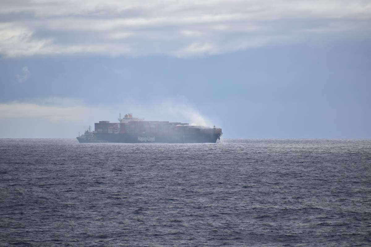 American sailor Cameron Brunick witnessed the  Yantian Express fire while aboard a merchant vessel in the North Atlantic.