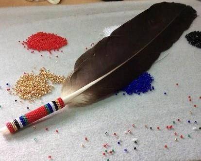 An eagle feather is shown in a handout photo. 