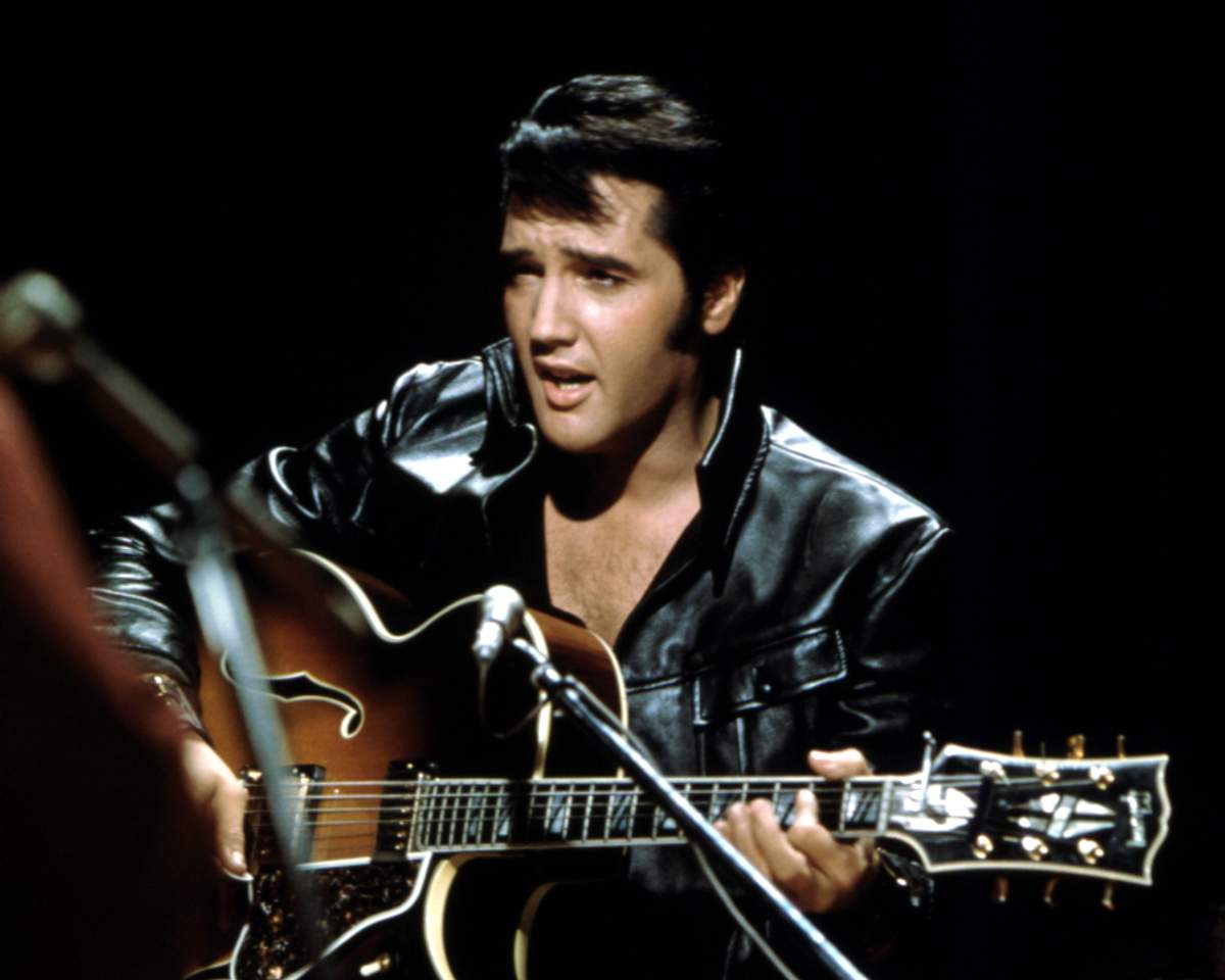 Elvis Presley performing on the ”68 Comeback Special,’ which aired on Dec. 3, 1968.