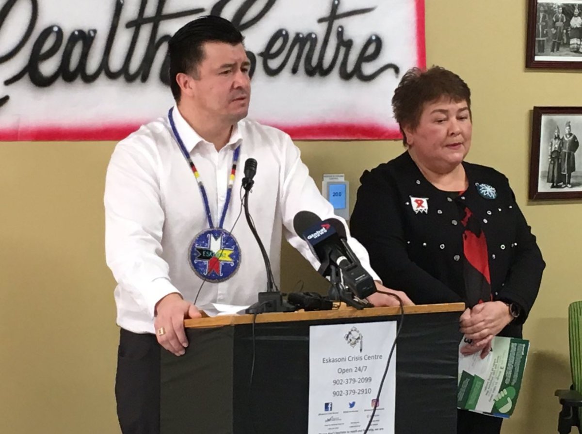 Chief Leroy Denny of Eskasoni First Nation addresses community in 2019.