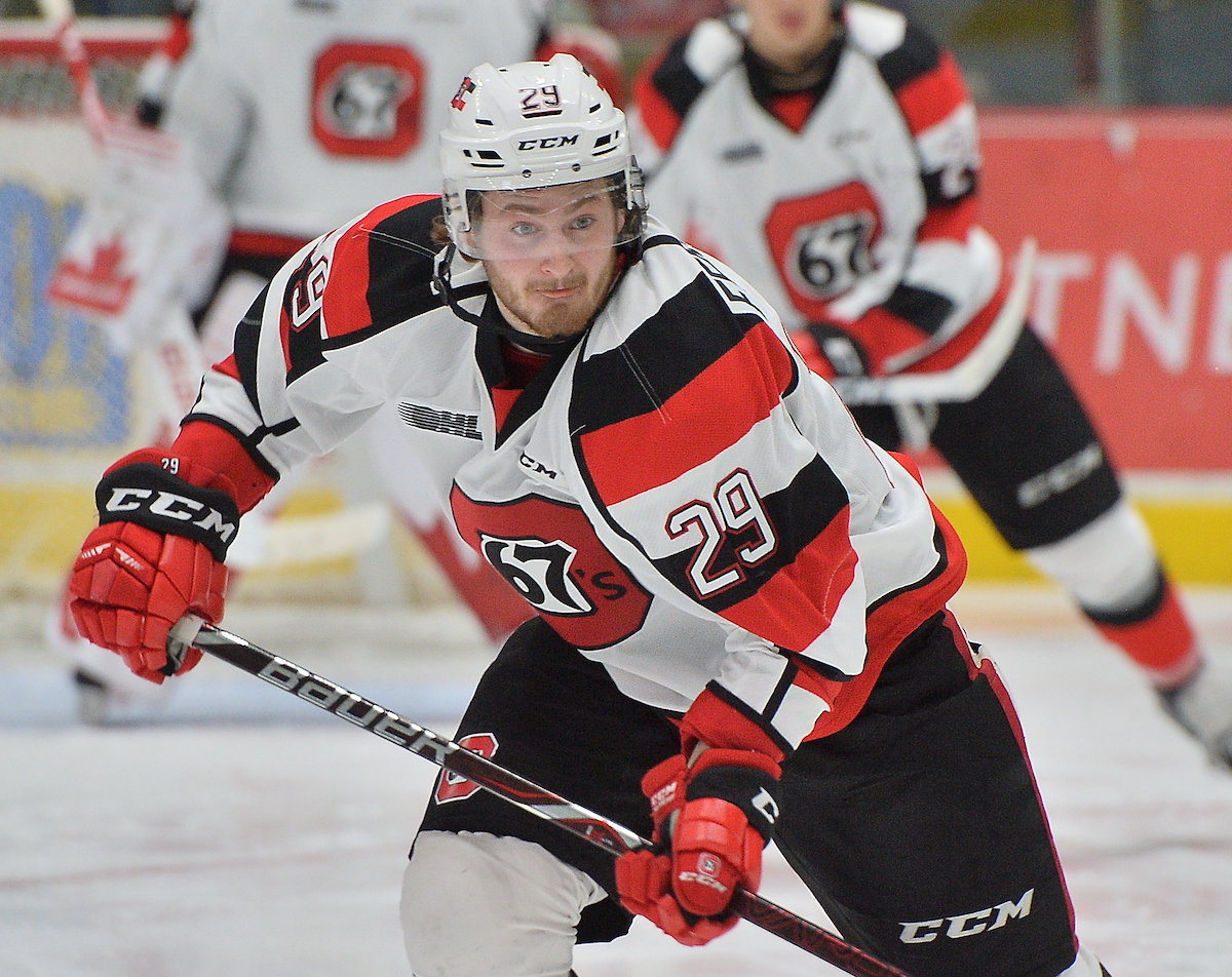 Tye Felhaber of the Ottawa 67's. Photo by Terry Willson / OHL Images.