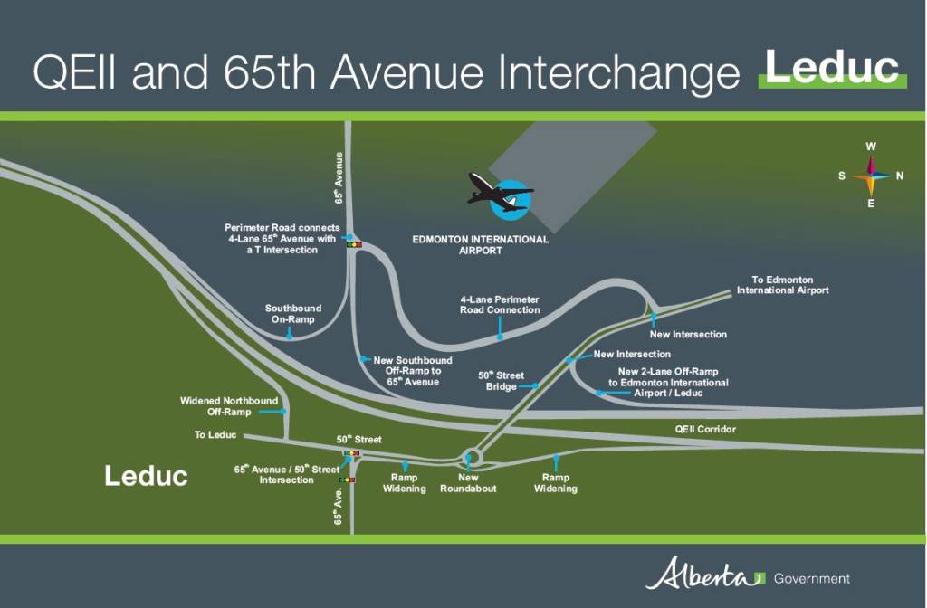 Province pledges 33M for QEII overpass between Leduc and Edmonton International Airport