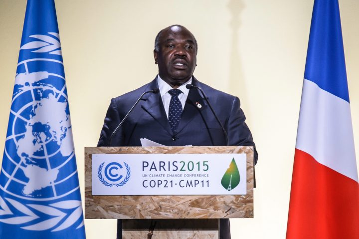In this file photo Gabon President Ali Bongo delivers a speech as he attends Heads of States’ Statements ceremony of the COP21 World Climate Change Conference 2015 in Le Bourget, north of Paris, France, 30 November 2015.