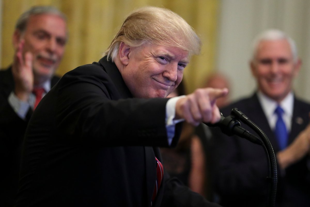 U.S. President Donald Trump, seen above at the White House on December 6, 2018, reacted with an all-caps celebratory tweet to news the U.S. economy added more than 300,000 jobs in December.