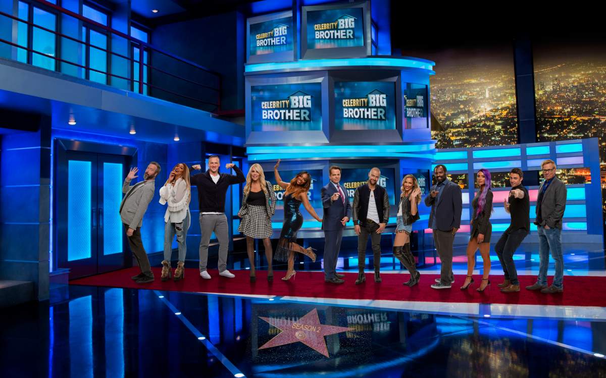 L-R: Tom Green, Tamar Braxton, Ryan Locate, Dina Lohan, Kandi Burruss, Anthony Scaramucci, Joey Lawrence, Lolo Jone, Ricky Williams, Natalie Eva Marie,Jonathan Bennett,Kato Kaelinl. (Photo by Monty Brinton/CBS via Getty Images)