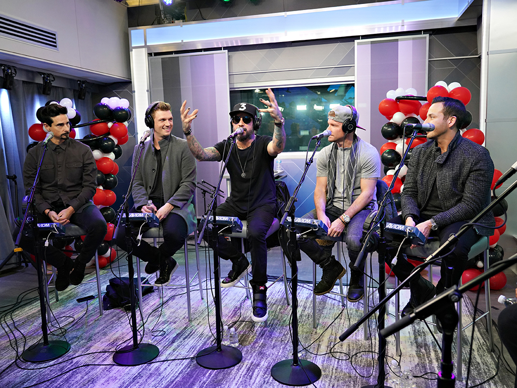 (L-R) Kevin Richardson, Nick Carter, AJ McLean, Brian Littrell and Howie Dorough of Backstreet Boys at the SiriusXM Studios on Jan. 28, 2019 in New York City.