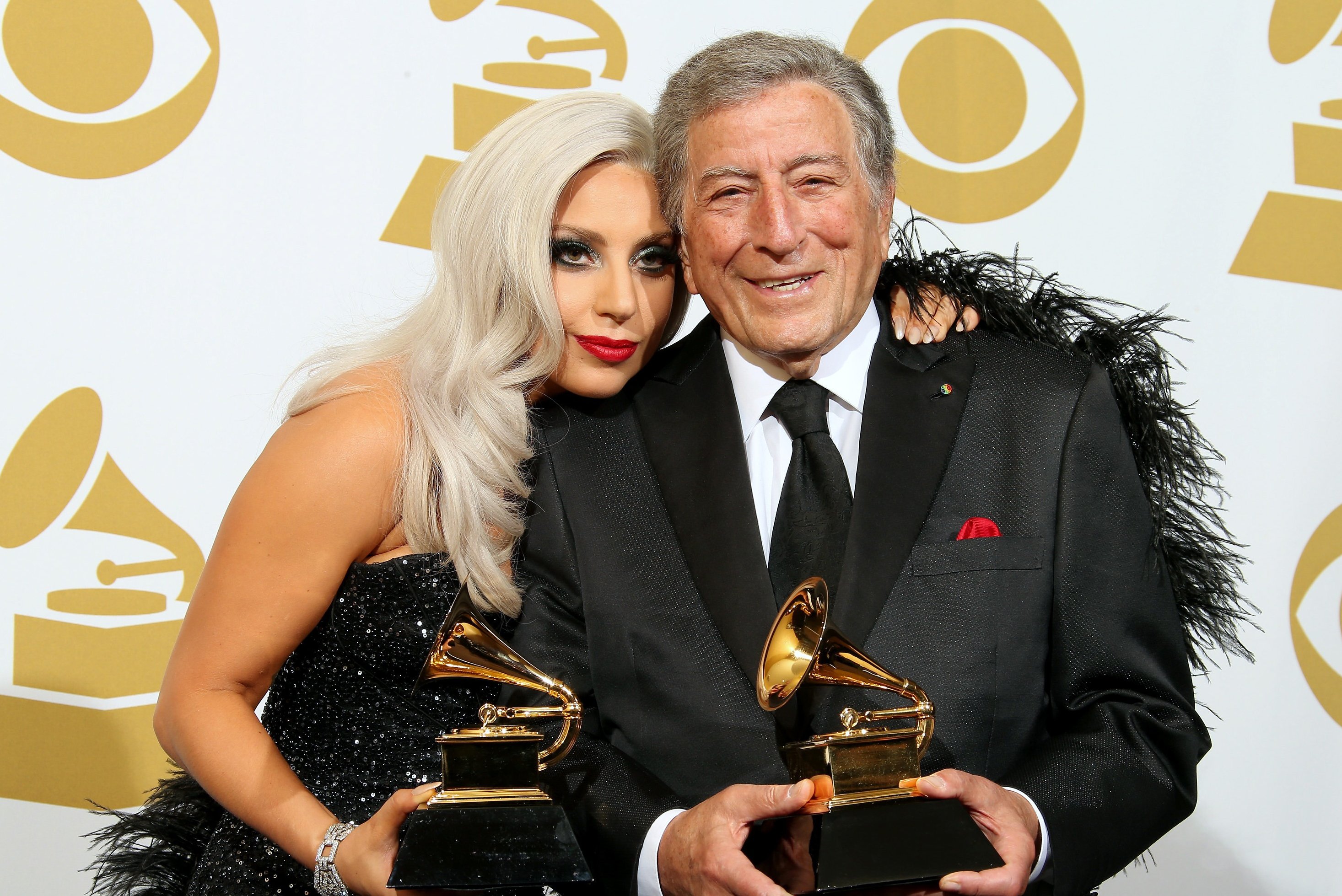 (L-R) Lady Gaga and Tony Bennett at the 60th Annual Grammy Award ceremony in 2018.
