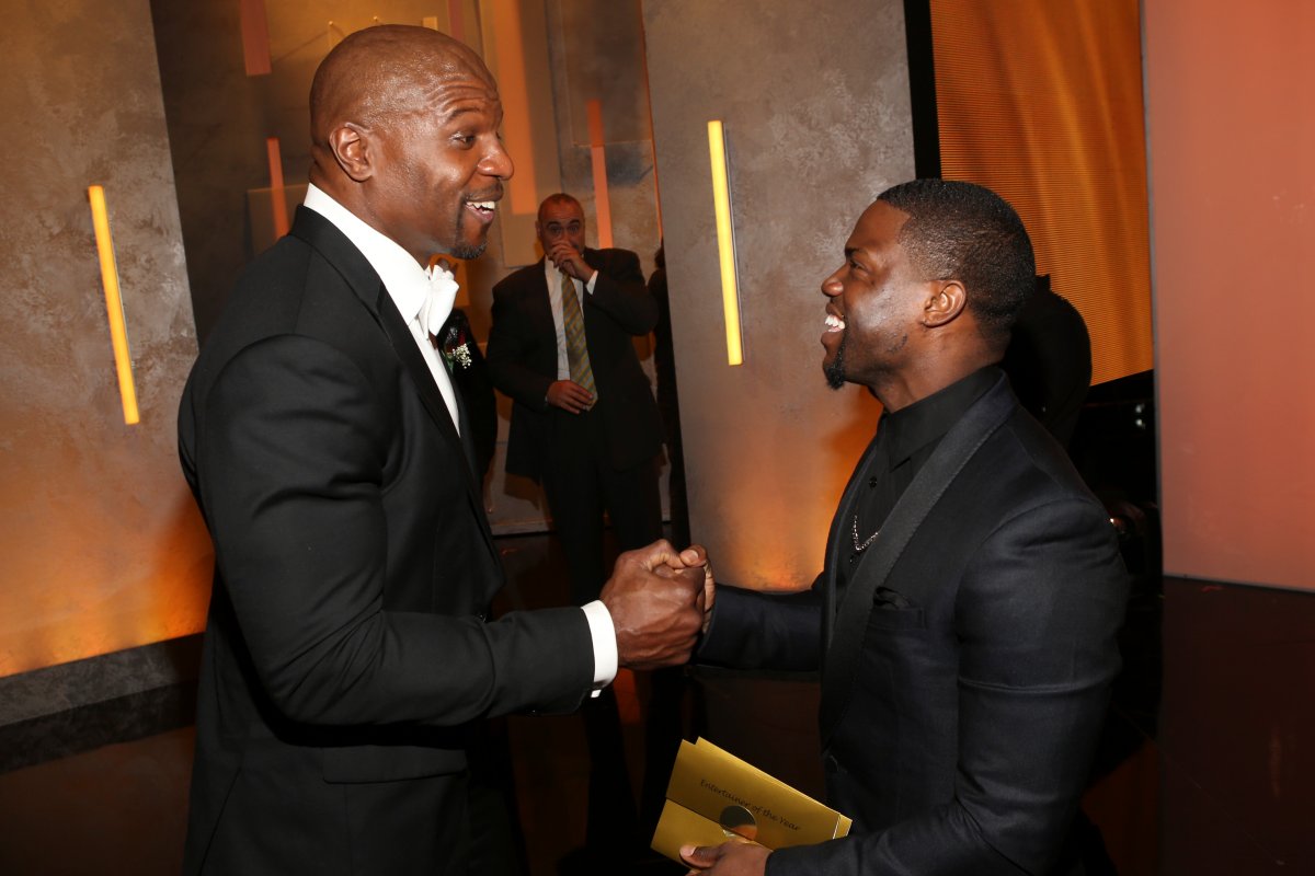 Actor Terry Crews (L) and actor Kevin Hart attends the 45th NAACP Image Awards presented by TV One at Pasadena Civic Auditorium on Feb. 22, 2014 in Pasadena, Calif.