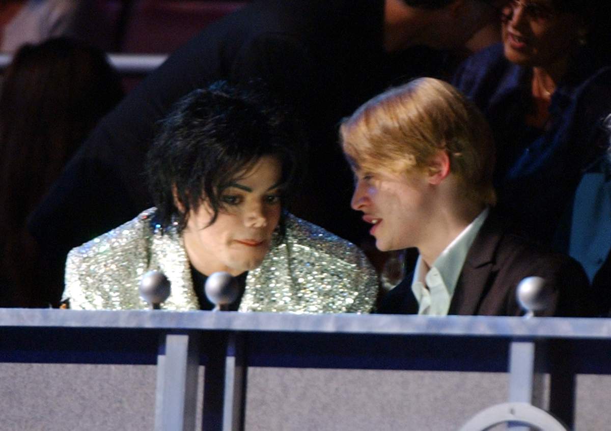 Michael Jackson and Macaulay Culkin at Madison Square Garden in New York City.