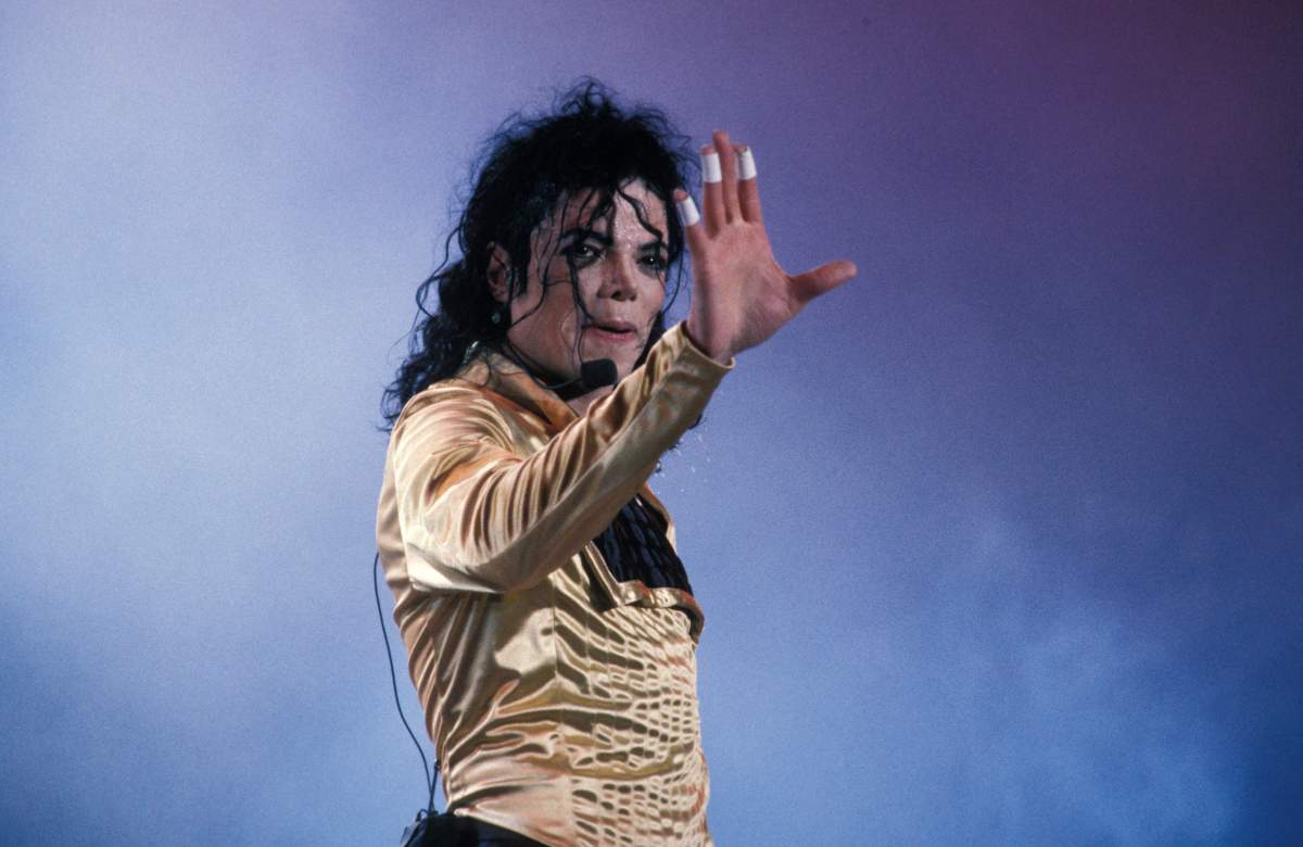 Michael Jackson performing on stage.