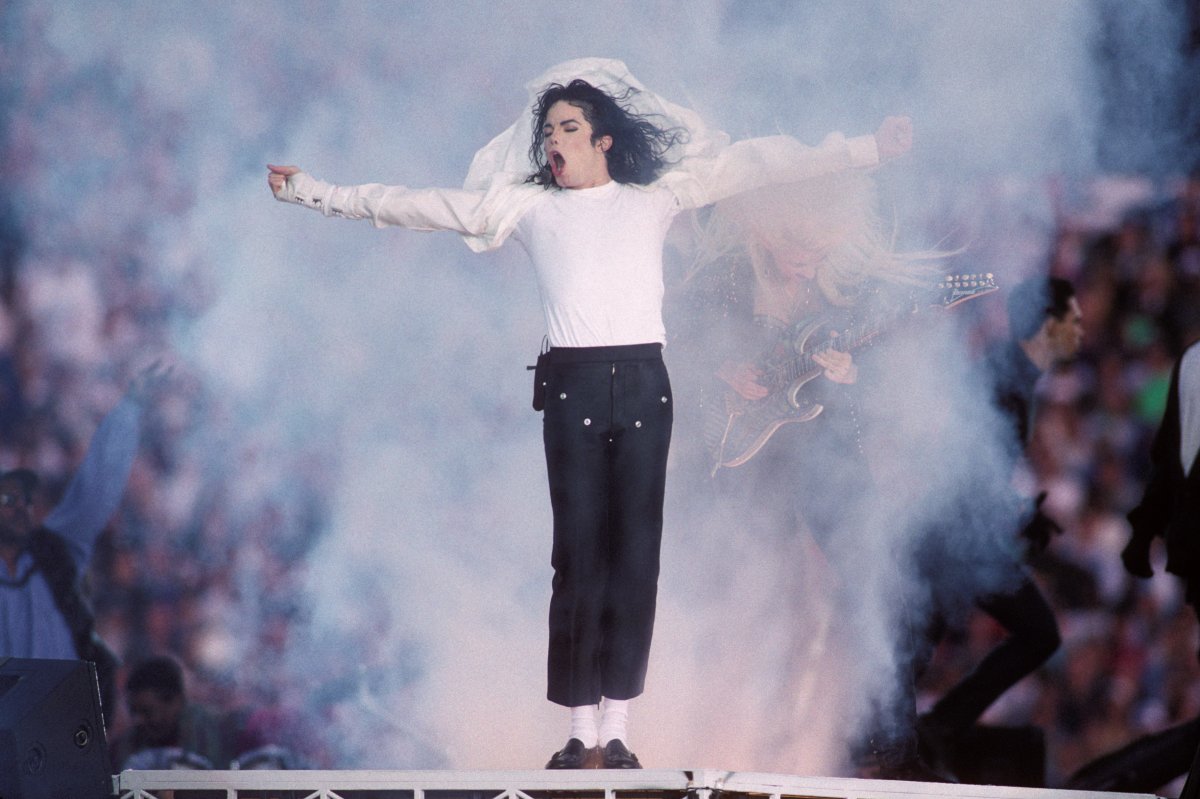 Michael Jackson performs at the Super Bowl XXVII Halftime show at the Rose Bowl on Jan. 31, 1993 in Pasadena, Calif.