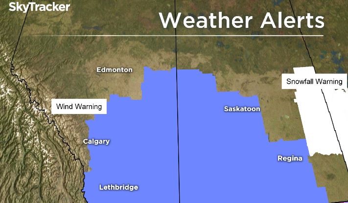 Wind warnings have been issued for central and southern Alberta.