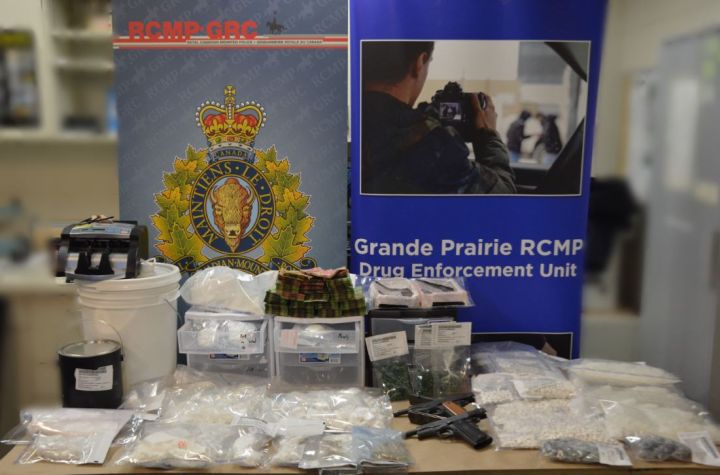 Police officers sized thousands of opioid tablets and several kilograms worth of crystal meth and cocaine when they raided an apartment in Grande Prairie, Alta., earlier this week, the RCMP said on Thursday.