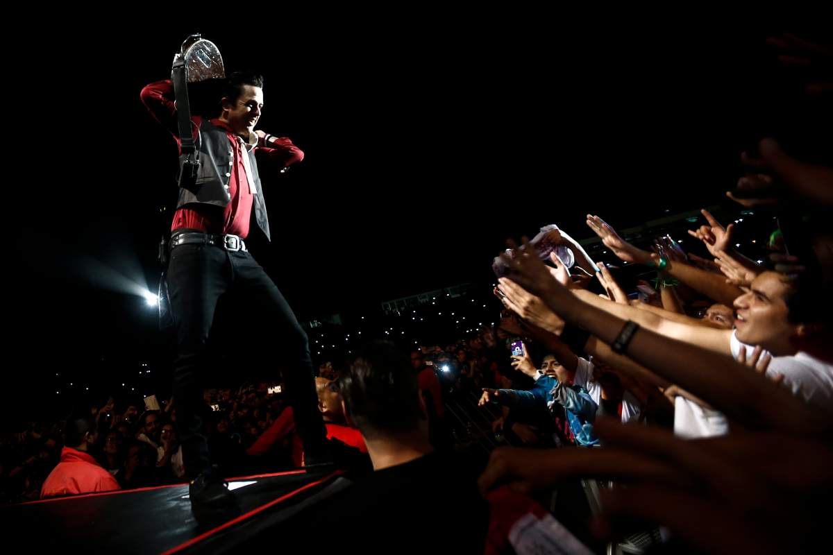 Green Day during the concert at the Nacional Mayor Stadium of San Marcos, in Lima, Peru, Nov. 14, 2017.