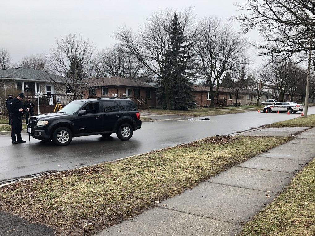 Guelph police say a 77-year-old woman was airlifted to hospital after she was struck by a vehicle in the city's east end.