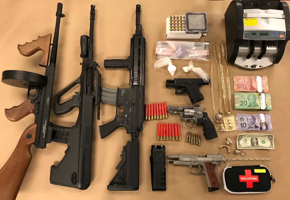 London police seized items including replica firearms, cocaine, and fentanyl. 