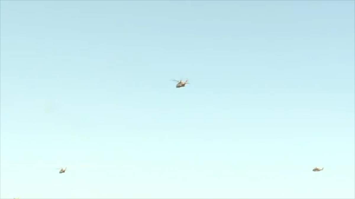 HMCS Toronto was accompanied by six CH 148 Cyclones.