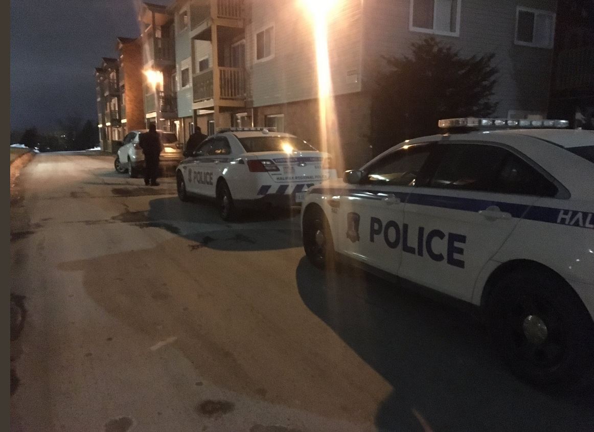 Halifax Regional Police officers attend the scene of a barricated person call in Dartmouth on Friday, Jan. 11, 2019.