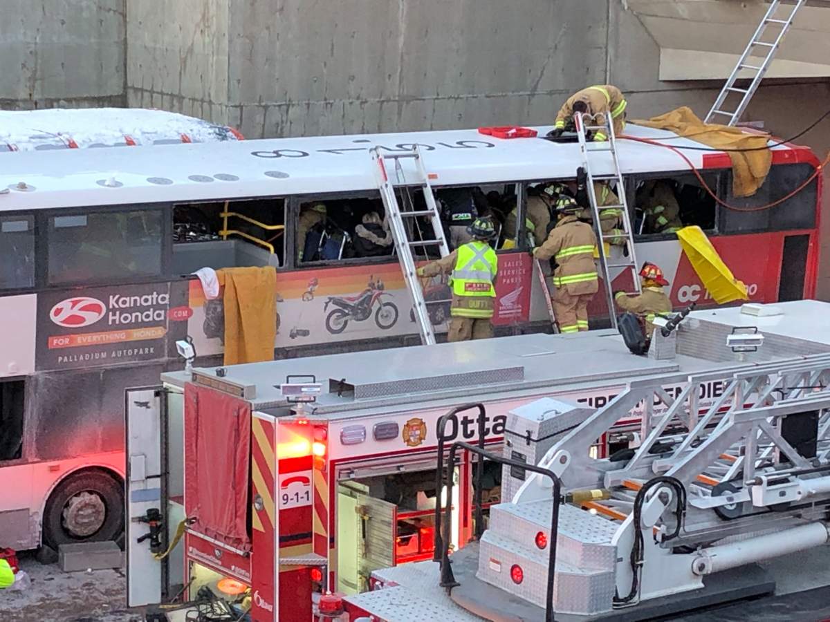 Ottawa paramedics say several people are injured — some critically — after a double-decker bus crashed at the Westboro transit station Friday afternoon.