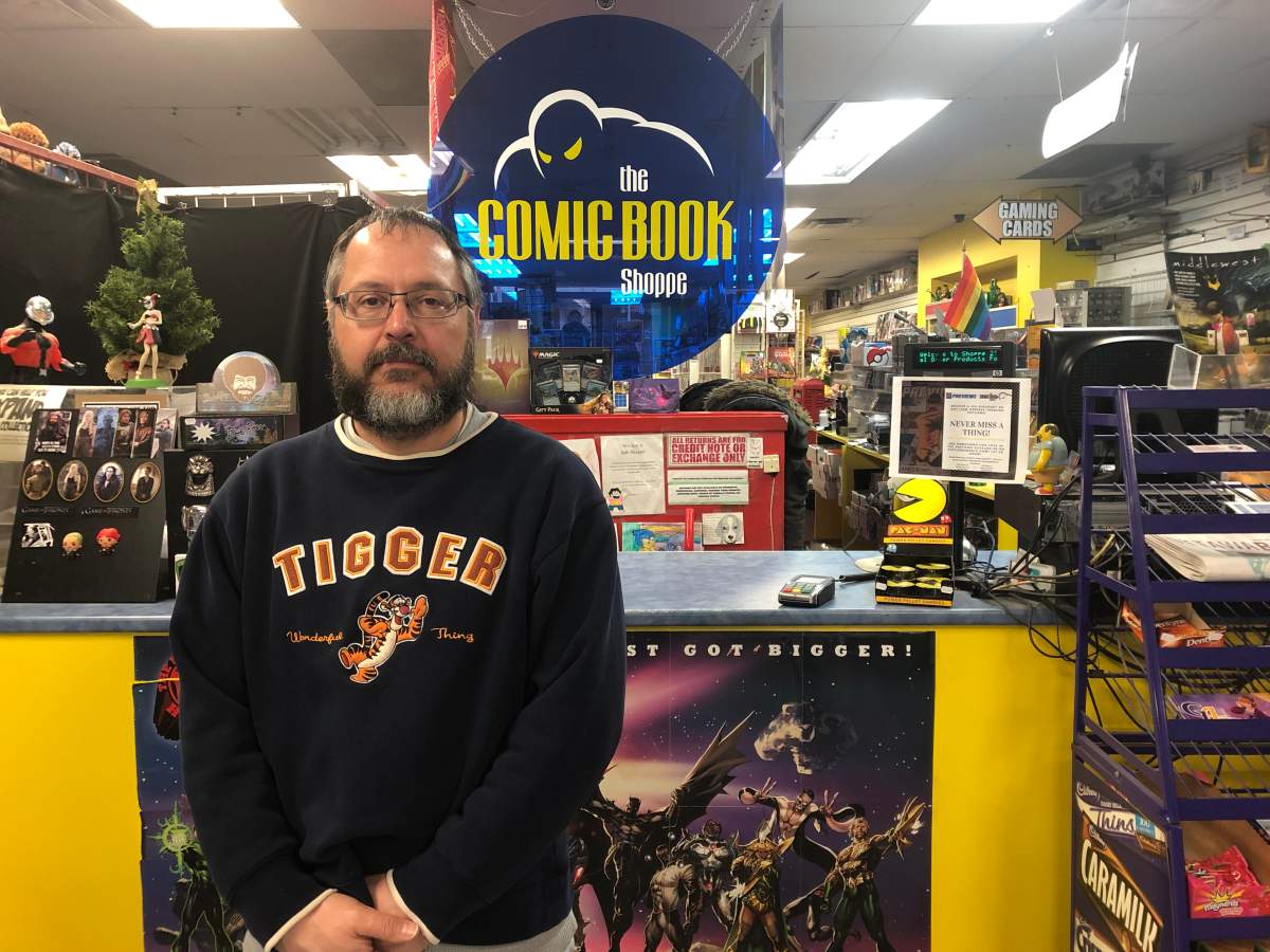 Comic Book Shoppe and Anime Stop owner Stevens Ethier is pictured here at his Bank Street location on Thursday, Jan. 17. Ethier says he's in danger of having to shutter his three stores because of personal financial troubles that snowballed over the past three years.