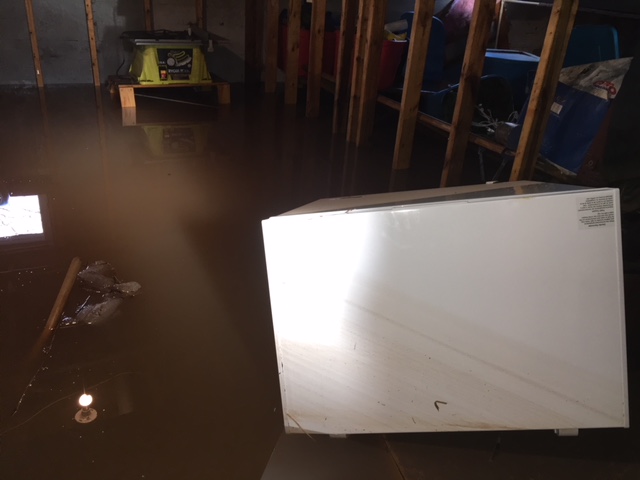 A flooded basement on Holman Street in Sussex, N.B. after Thursday night's storm. 