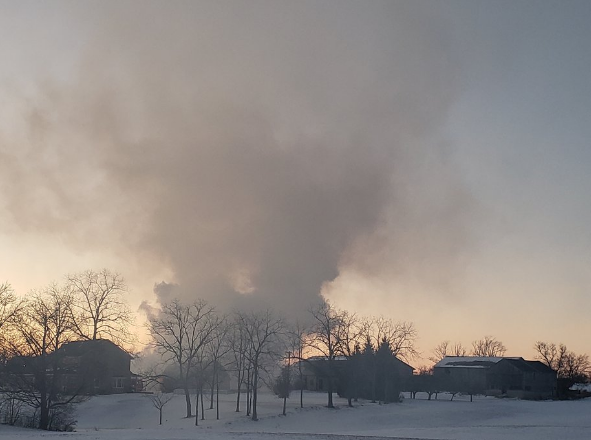 A Cayuga barn has been destroyed by fire.
