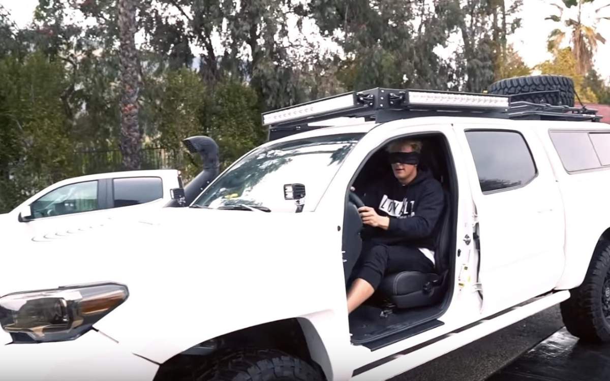 YouTuber Jake Paul records dangerous stunts for his 'Bird Box' challenge.