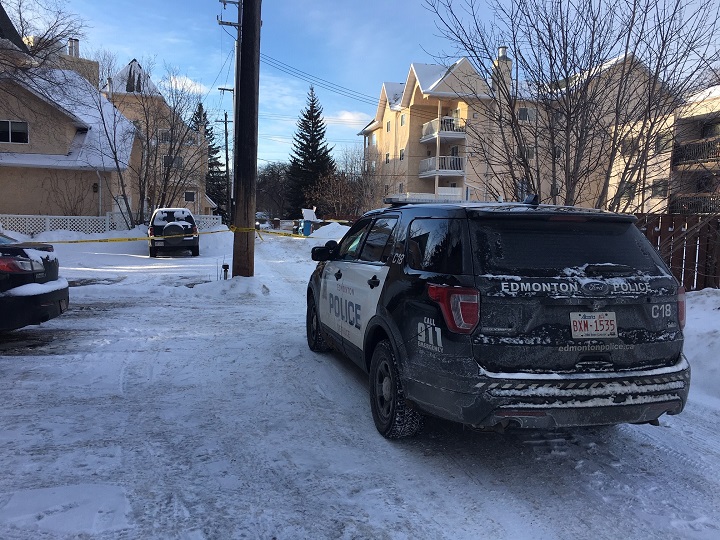 Edmonton police were on scene in the south Edmonton neighbourhood of Queen Alexandra on Jan. 7, 2018. 