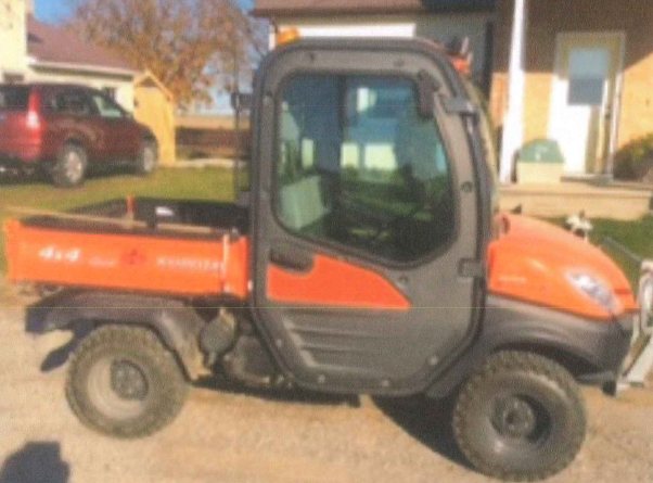 Police are searching for a black and orange 2008 Kubota RTV 1100.