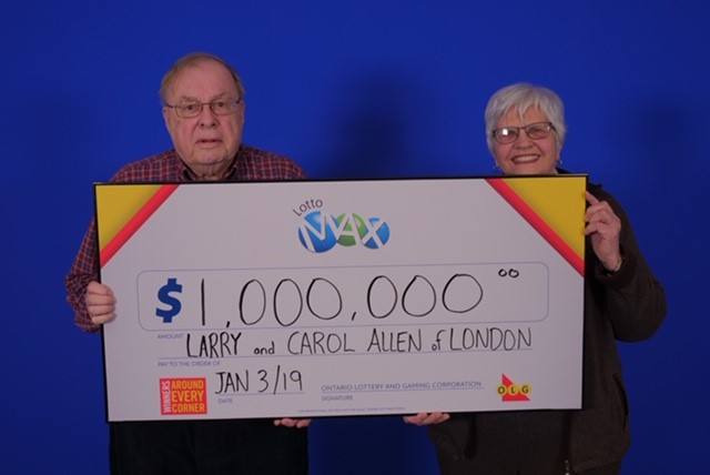 Larry and Carol Allen of London won $ 1 million in the Dec. 21, 2018 Lotto Max draw. 