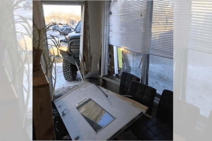 The aftermath of a truck who drove into an Osborne St. restaurant.