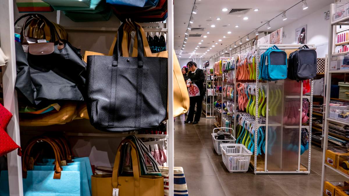 Chinese customers in a Miniso shop.