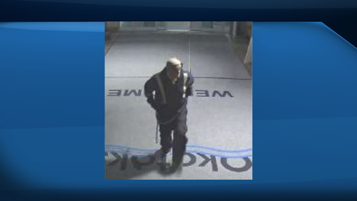 Surveillance photo of the suspect in the Jan. 1 break and enter in the Okotoks Rec Centre.