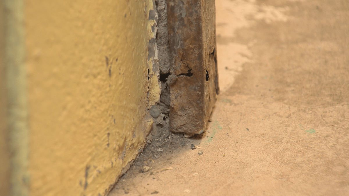 Old concrete and door frames showing their age in the current Greater Moncton SPCA building