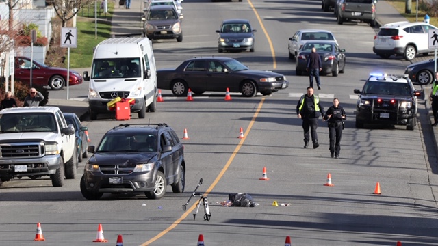 The scene of a collision in Abbotsford on Wednesday. 