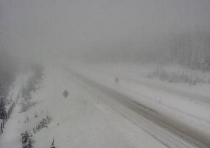 Road conditions on Wednesday morning of the Pennask Summit on the Okanagan Connector.
