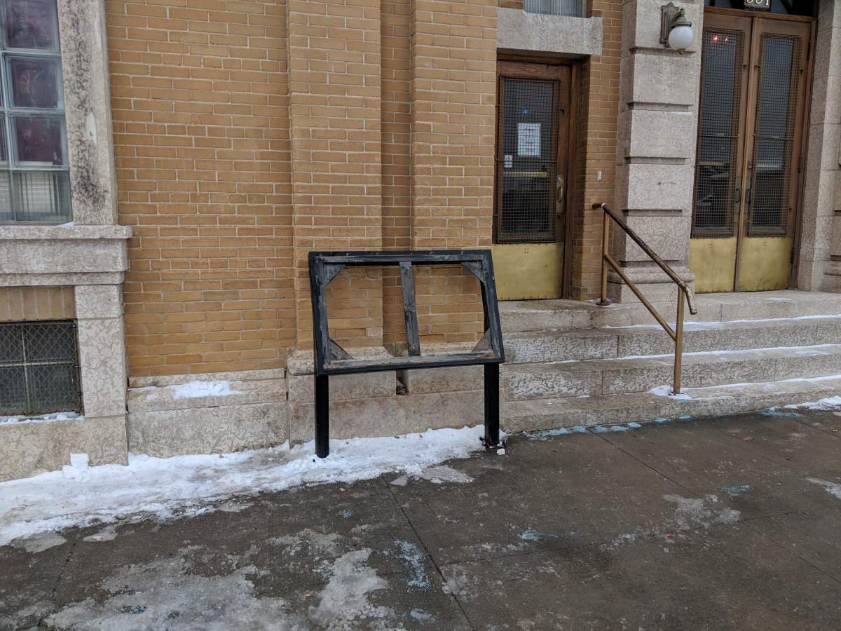 The Ukrainian Labour Temple is pictured where the plaque was placed.