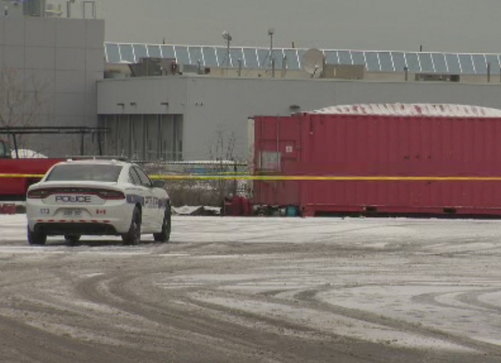 Four people were injured following a propane tank explosion inside a shipping container in Mississauga on Jan. 24, 2019.