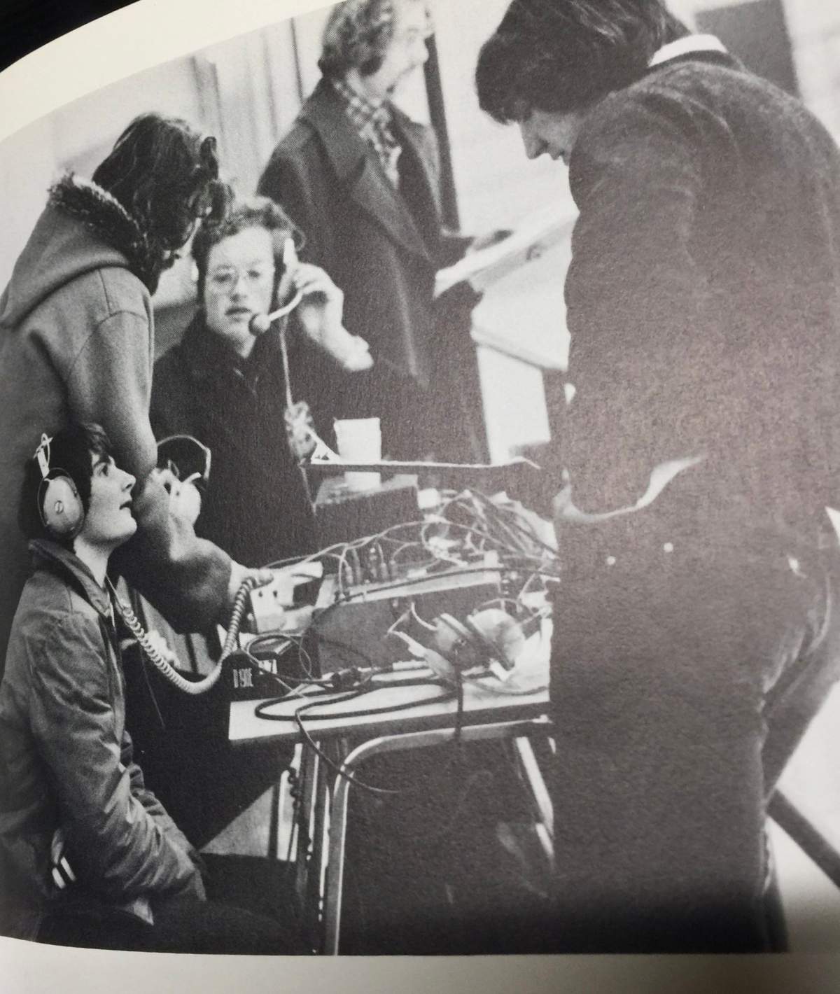 A young Peter Watts (top row, second from left) at CFRC, Queen’s University student radio, from a 1975 yearbook.