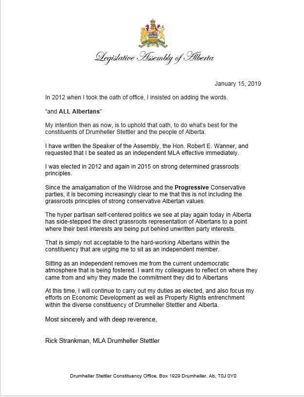 MLA Rick Strankman quits UCP to sit as independent over ‘hyper partisan self-centered politics’ - image