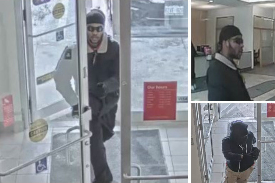 Waterloo Regional Police are looking to speak with these men in connection to a Waterloo bank robbery.