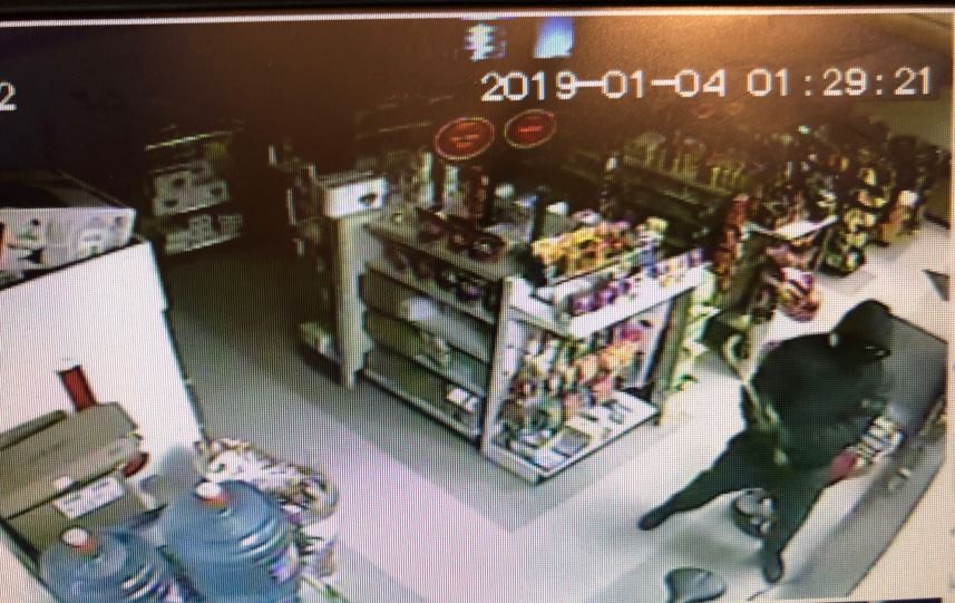 A screenshot of a robbery that took place at a business in Lower Sackville, N.S., on Saturday, Jan. 5, 2019. 